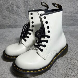 Dr. Martens 1460 White Smooth Leather Combat Ankle Boots Womens EU 37 Size 6 NEW